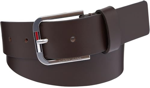 Tommy Jeans Cintura Uomo Austin 3.5 in Pelle, Marrone (Dark Brown), 80 cm