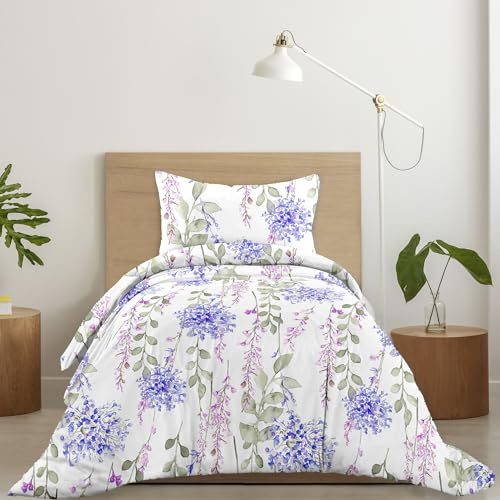 Ruggeri - Parure Copripiumino Singolo - 100% Puro Cotone - Made In Italy - Collezione Flower Mon Amour (Bouquet)