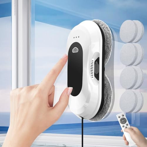Robotic Window Cleaner Robot - 90W Smart Glass Cleaning With 10 Mop Pads, 2 * 30ml Double Water Tank, App&Remote Control, 5600Pa Strong Suction - Ideal For Indoor/Outdoor