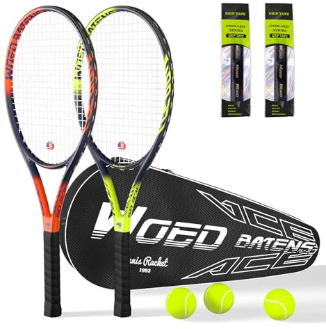 Pro Tennis Racket for Adults, 2 Player 27 inch Speed Tennis Racquet Acceptable for Beginner and Professional with 3 Tennis Balls, 2 Vibration Dampes, 2 Overgrips, Tennis Bag