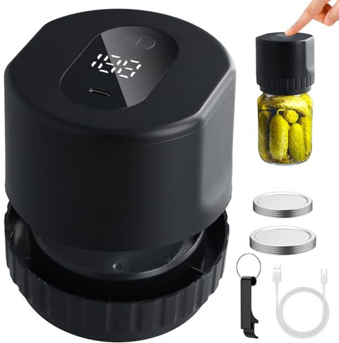 Kit de scellage sous vide pour bocaux, scelleuse sous vide automatique pour bocaux avec 10 bouchons de bouteille et 1 ouvre-bouteille, pour le stockage et la fermentation des aliments