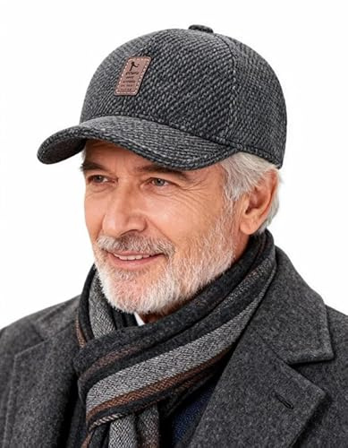 LONTG Homme Casquette de Baseball avec Cache Oreille Pliable Hiver Casquette d'hiver Thermique Coupe-Vent Chapeau à Oreillettes Chaud Confortable Chapeau de Cyclisme Vélo Moto Ski Snowboard