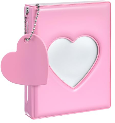 Guduling Instax Mini album fotografico, 11 x 8,5 cm, mini album fotografico da 3,35 pollici, con 32 tasche, album fotografico con ciondolo a forma di cuore d'amore, per foto, carte regalo, biglietti