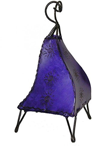 Simandra Lampada orientale da terra, lampada marocchina, in pelle, lampada da tavolo, lampada da terra Orient Mellah sole, 40 cm, colore viola