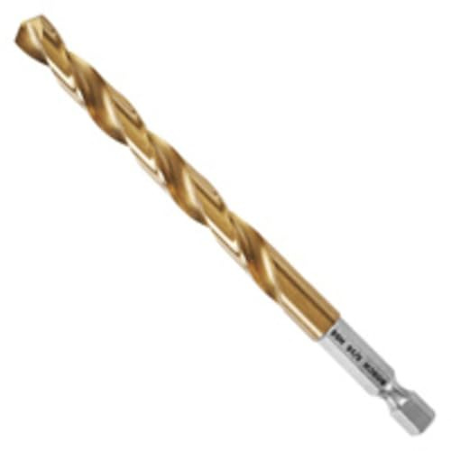 BOSCH TI2147IM 1-Piece 5/16 in. x 4-1/2 in. Titanium Nitride Coated Metal Drill Bit Impact Tough with Impact-Rated Hex Shank Ideal for Heavy-Gauge Carbon Steels, Light Gauge Metal, Hardwood
