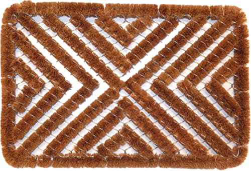 oKu-Tex Fußmatte | Fußabtreter | Türmatte | Drahtgittermatte Brush Design 2 | mit Bürste | Fischgrat | Kokosmatte mit Drahtgitter | für außen | rutschfest | 40x60 cm…