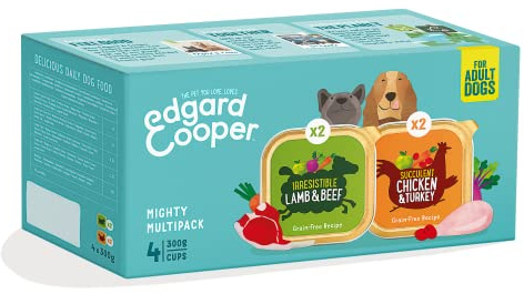 Edgard & Cooper Nassfutter für Hunde, Multipack, (Huhn/Lamm/Wild, 4 x 300g), ohne Getreide Nutrition, schmackhafte und ausgewogene Ernährung, Hochwertige Proteine