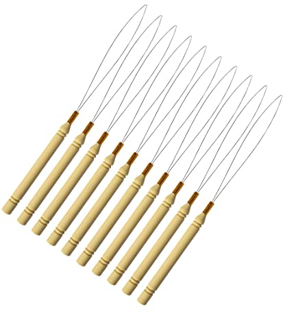 10 pièces Loop aiguille extension de cheveux enfileur de perles cheveux pour les extensions de cheveux en plumes