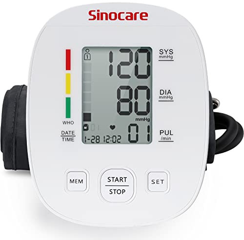 Tensiomètre Bras électronique - Grand Écran LCD - Alimentation Double - Taille de Brassard Réglable - Mémoire de 2 * 99, Tensiometre bras avec Fonction de Détection Battements Irréguliers (Blanc)