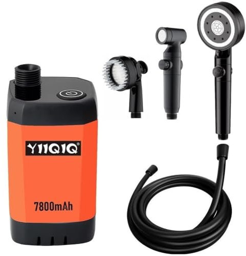 YIIQIQ 7800mAh portable shower,camping shower,outdoor shower,camp shower,portable shower camping,camping shower portable,portable electric shower,battery shower,12v shower pump (red 7800mAh)