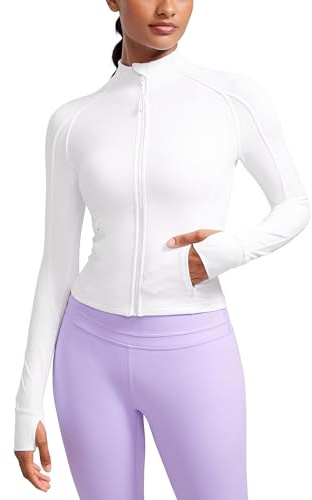 CRZ YOGA Mujer Butterluxe Chaqueta corta de entrenamiento con Cremallera Completa Blanco 38