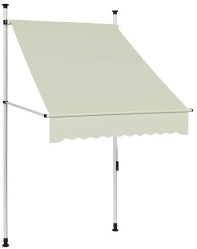 Homgoday Manuell einziehbare Markise Creme 100x120cm - Terrasse, Balkon, Garten | PU-beschichtet, wasserabweisend Model145833