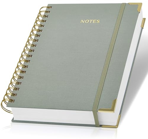 Aesthetic Thick Spiral Notebook Journal For Women in B5 Format - Stylish Linen Hardcover College Ruled Note Book w 300 Lined Pages - Cute Supplies For Bible Study & Staying Organized at Work or School