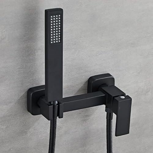 ZYCDP Badewannenarmatur mit Handbrause Einhebe Wannenarmatur Mischbatterie Messing Badewannen Armaturen Unterputz, Schwarz