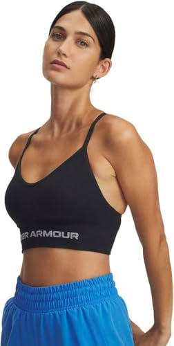 Under Armour Donna Vanish Seamless Low Bra, Reggiseno Sportivo a Basso Impatto per Allenamento, Yoga e Pilates, Top Sportivo da Palestra con Coppe Rimovibili,Black/Steel,SM