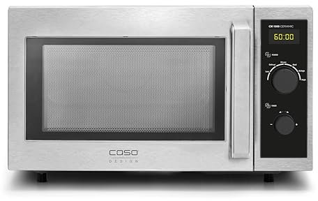 CASO CM1000 Ceramic, Gewerbemikrowelle, für Professionelle Gastronomie, Mikrowelle 1000 Watt stark, 25 Liter Garraum, 6 Leistungsstufen, Casotek Boden, Timer bis 60 Min