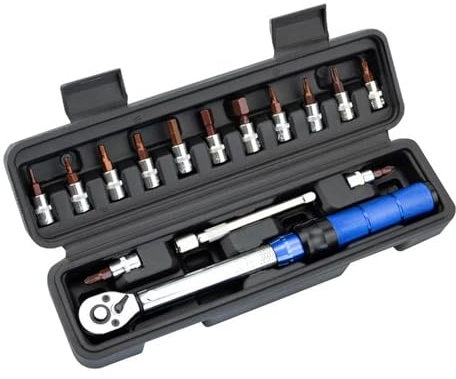Llave dinamométrica Juego de llave dinamométrica de 2-24N.m, llave dinamométrica for bicicleta Dual de 1/4 pulgadas, 15 unids/set de llave inglesa de tipo preestablecido, Kit de reparación profesional