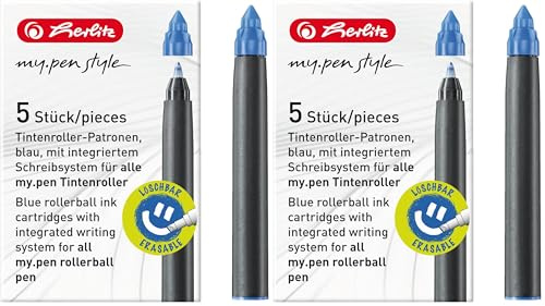 Herlitz 11378999 Tintenroller-Patronen my.pen, 5 Stück, blau (Packung mit 2)