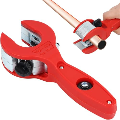 Ratschen-Rohrschneider, 8–29 mm, Einhandbedienungswerkzeug für Edelstahl-, Kupfer- und Aluminium-PVC-Kunststoffrohre (rot)