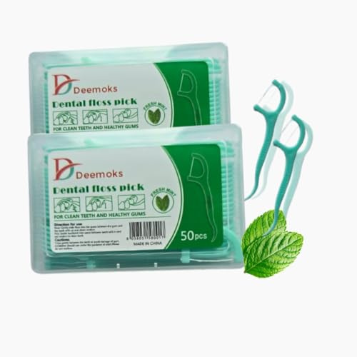 Deemoks Filo Interdentale 100 pezzi con Porta Stuzzicadenti