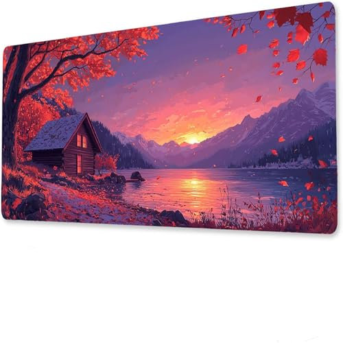 Montaña Alfombrilla Ratón, XXL 1200x600x5mm Mouse Pad Grande, Base de Goma Antideslizante, con Bordes cosidos tapete Escritorio, Antideslizante Alfombrilla Teclado Planta, Adecuado doméstico I-8