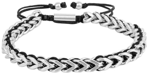 Mikovivi Réglable Bracelet en Maillons Tressés pour Hommes, Artisanal Acier Inoxydable Bracelet Chaîne Cubaine Bijoux de Poignet Tendance pour Papa Fils Petit Ami