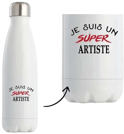 Bouteille Isotherme d'un Super Artiste - Bottle - Idée Bouteille Isotherme Personnalisable Cadeau Anniversaire Fête Original Famille Travail Départ Collègue Retraite Noël.