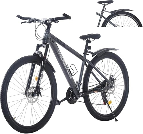 KernGut Outdoor Fahrrad 24/26/27,5/29 Zoll, Mountainbike mit Doppel Scheibenbremsen, 21-Gang Schaltung Touren Hardtail-Fahrrad, Ergonomischen Sitzen, Vordere Federung, MTB Bike (Grau, 26 Zoll)