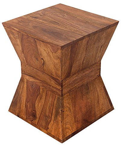 invicta INTERIOR Design Beistelltisch Pyramid 45cm massiver Holz Hocker Sheesham Stone Finish Holzhocker Holztisch Tisch