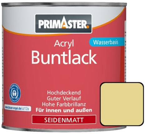 Primaster Acryl Buntlack 375ml Hellelfenbein Seidenmatt Wetterfest Holz & Metall
