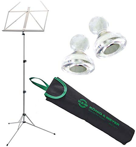 K&M 101 Notenständer vernickelt mit Tasche + keepdrum Notenständer Magnete 2 Stück