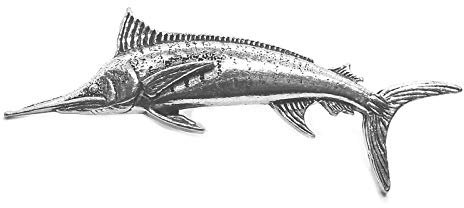 Marlin Fisch Anstecker Abzeichen Brosche Englisch Silber Farbe Zinn in Geschenk Tasche
