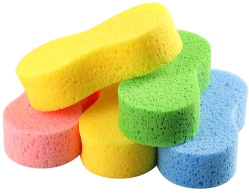 Temede Car Wash Sponge 5pcs, Large All Purpose Sponges for Cleaning, 2.4in Thick Foam Scrubber Kit, Sponges for Dishes, Tile, Bike, Boat, Easy Grip Sponge for Kitchen, Bathroom, Household Cleaning
