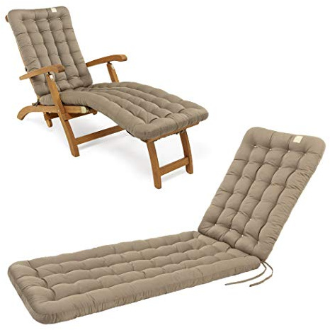 HAVE A SEAT Luxury - Deckchair Auflage 190x50 cm, 8 cm dick, Bequeme Liegestuhl Polsterauflage, waschbar bei 95°C, Trockner geeignet, UV-Beständig, Made in Germany (190 x 50 cm, Goldbraun)