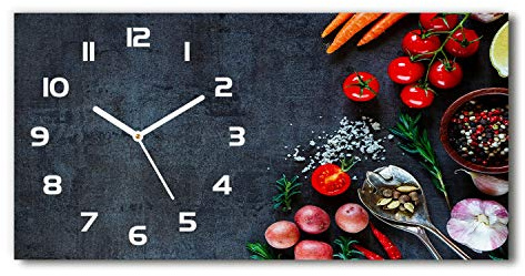 Tulup Wanduhr aus Glas 60x30 cm Glas Uhr Bild Glasuhr Gehärtetes Glas Küchenuhren - weiße Zeiger - Komponenten