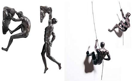 4 x große Bronzefigur zum Aufhängen von Kletterern und Abseilern aus Kunstharz und Metall, zum Aufhängen an Draht, B-BCDE