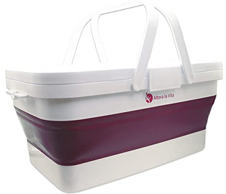 Altera la Vita Picknickkorb Camping-Einkaufskorb Spülbecken faltbar mit Deckel und Tisch klappbar 15 Liter wasserdicht für Camping Wandern Wohnmobil