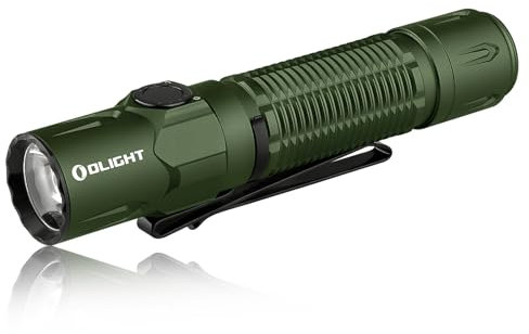OLIGHT Warrior 3S Taktische Taschenlampe 2300 Lumen, Extrem Helle mit 5 Modi, USB Aufladbar mit Abstandssensor IPX8 wasserdicht für Camping Wandern Survival und Suche (Grün)