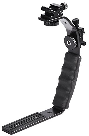 Soporte en L para Cámara, Soporte para Zapata de Flash Fotografía Forma L Doble Zapata Caliente Adaptador Tornillo Trípode 1/4 Pulgadas para Linterna Videocámara DV Cámara de Película 120/135