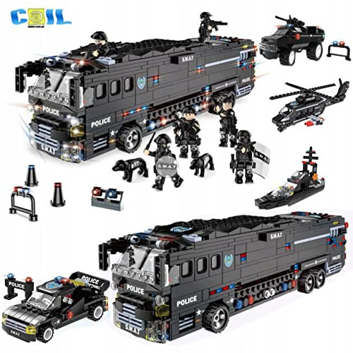 COIL Klemmblöcke Bauklötze, kompatible Klötze, Kinderspielzeug, Konstruktionsspielzeugsets, Kunststoffklötze, Polizei