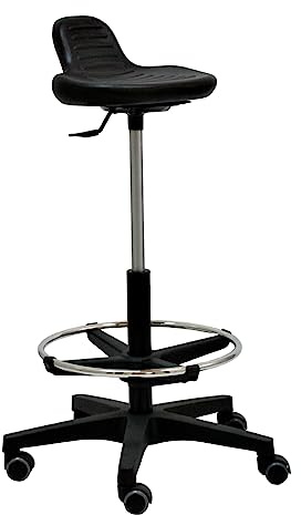 La Silla de Claudia: Taburete Alto con Respaldo Mini y Silla Ergonomica Escritorio con Reposapies | Centrosilla Taburete con Ruedas Giratorio | Silla Ergonómica Alta para Trabajo o Estudio