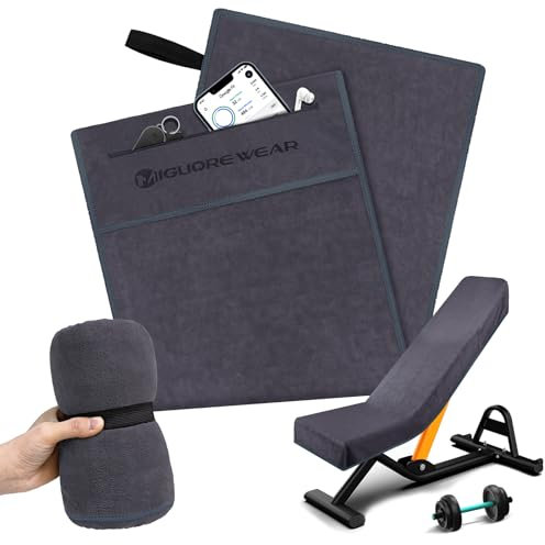 Migliore Wear Fitness Handtuch | 120x50 cm Sport Handtuch mit Reißverschlusstasche | Anti-Rutsch Schnelltrocknend Sporthandtuch Fitnessstudio für Gym Training