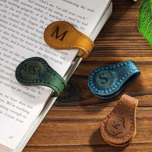 Personalisiertes Magnetisches Leder-Lesezeichen Mit Namen, Personalisierte Vintage-Lesezeichen Mit Gravur, Vintage-Lesezeichen Aus Leder, Doppelseitiger Magnetischer Seitenteiler For Bücherwurm-Frauen