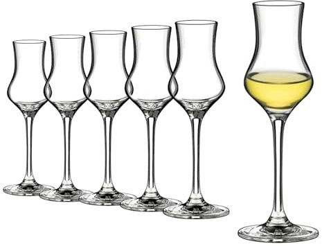 Rona2serve Grappagläser I Grappagläser 6er Set I Schnapsgläser mit Stiel I Likörgläser I 90 ml I spülmaschinentauglich I wie mundgeblasen I ausgezeichnete Premiumqualität