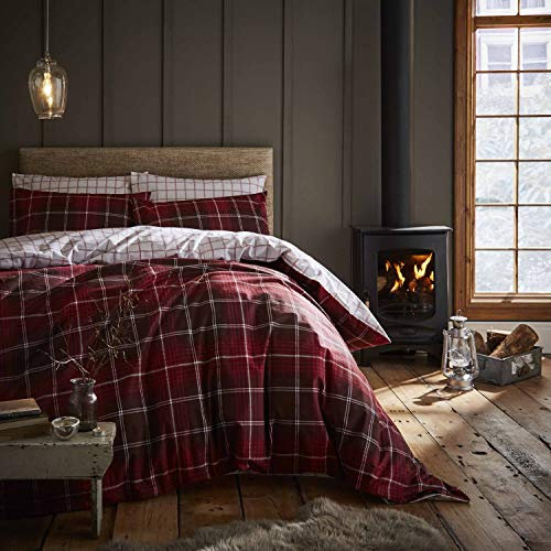 Catherine Lansfield Tartan Check Red Parure Housse de Couette 240x220+60x70(2)