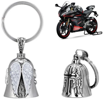 FENQURO 2 Piezas Llavero Moto Campana Guardiana, Personalizado, Anillo Colgante, Motocicletas, Vehículos Eléctricos, Bicicletas, Coches, Amuleto de Protección y Buena Suerte