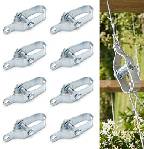 SLIAXINT 8 PCS Tendifilo Zincato 10,5 cm Tenditore Filo Recinzione in Acciaio Spesso con Perno Pieno Tenditore Rete Metallica per Giardino Vigneto Orto Fattoria, Paletti, Riparazione e Recinti Esterni