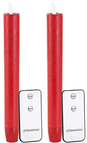 Britesta Stab Kerzen: LED-Stabkerze mit beweglicher Flamme und Fernbedienung, rot, 2er-Set (Tischkerzen, LED Kerzen, Flammenlose)