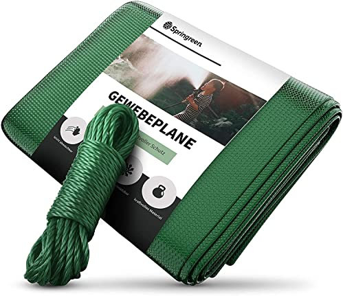 Springreen Telo Impermeabile Esterno, Telone Occhiellato Impermeabile per Mobili, Legna, Campeggio, Bici, Telo Coprimoto Impermeabile in PVC Multifunzione, per Pioggia, Sole, da Viaggio (2x3 m)