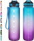 NAVTUE Water Bottle, 1L Sports Water Bottle with Straw, Time Markings, Leak Proof, Tritan BPA free for School, Cycling, Running (1 Bottle)